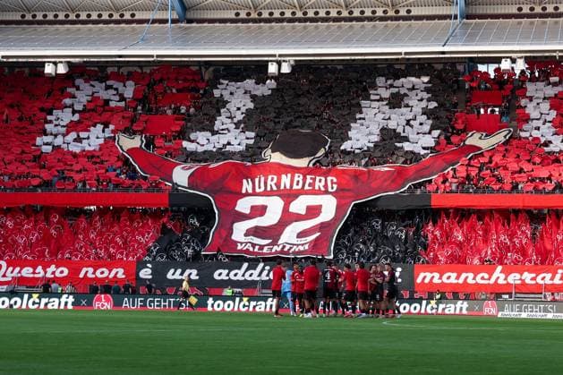 Choreo Choreography Choreography of the Nuremberg fans before the match, team circle, 1 FC Nuremberg vs SC Paderborn 07, DFL, 2 Bundesliga, Season 2025 2026, Max Morlock Stadion, 4 Matchday, Hinrunde, 29 08 2025 DFB regulations prohibit any use of photographs as image sequences and or quasi video Nuernberg Bayern Germany Copyright: xkolbert-press MartinxAgüerax