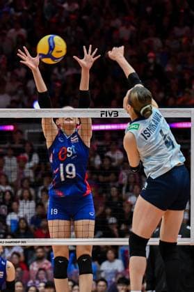 Japan v Thailand - FIVB Women’s World Volleyball Championship BANGKOK, THAILAND - AUGUST 29: Chatchu-On Moksri (19) of Thailand in action during the FIVB Women’s World Volleyball Championship match between Japan and Thailand at Huamark Indoor Stadium in Bangkok, Thailand, on August 29, 2025. Mustafa Hatipoglu Anadolu Banghok Thailand. Editorial use only. Please get in touch for any other usage.  Copyright: x2025xAnadoluxMustafaxHatipoglux