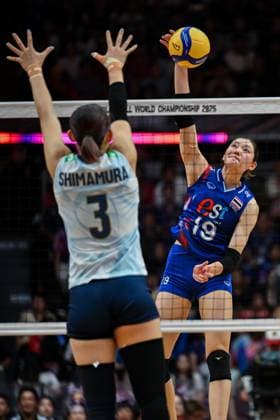 Japan v Thailand - FIVB Women’s World Volleyball Championship BANGKOK, THAILAND - AUGUST 29: Chatchu-On Moksri (19) of Thailand in action during the FIVB Women’s World Volleyball Championship match between Japan and Thailand at Huamark Indoor Stadium in Bangkok, Thailand, on August 29, 2025. Mustafa Hatipoglu Anadolu Banghok Thailand. Editorial use only. Please get in touch for any other usage.  Copyright: x2025xAnadoluxMustafaxHatipoglux
