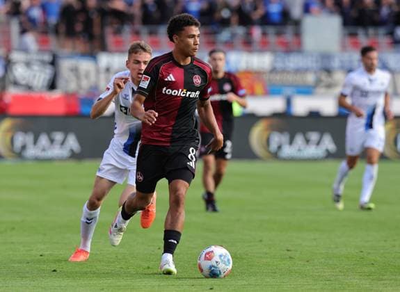 29 08 2025 Soccer Season 2025 2026 2 Soccer Bundesliga 04 Matchday 1 FC Nuremberg FCN Club SC Paderborn 07 SCP Sportfoto Zink DaMa xdaxmax DFL regulations prohibit any use of photographs as image sequences and or quasi video only for editorial use Filip Bilbija 7, SC Paderborn 07 Henri Koudossou 8, 1 FC Nuremberg FCN