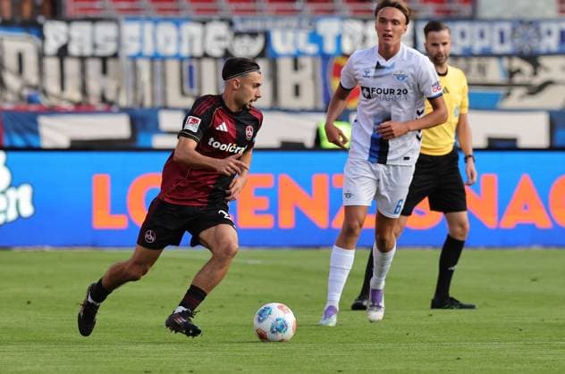 29 08 2025 Soccer Season 2025 2026 2 Soccer Bundesliga 04 Matchday 1 FC Nürnberg FCN Club SC Paderborn 07 SCP Sportfoto Zink DaMa xdaxmax DFL regulations prohibit any use of photographs as image sequences and or quasi video only for editorial use Berkay Yilmaz 21, 1 FC Nürnberg FCN