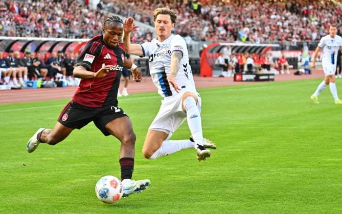 29 08 2025 Soccer Season 2025 2026 2 Soccer Bundesliga 04 Matchday 1 FC Nürnberg FCN Club SC Paderborn 07 SCP Sportfoto Zink xwoxzix DFL regulations prohibit any use of photographs as image sequences and or quasi video only for editorial use Mohamed Ali Zoma 23, 1 FC Nürnberg FCN Calvin Brackelmann 4, SC Paderborn 07