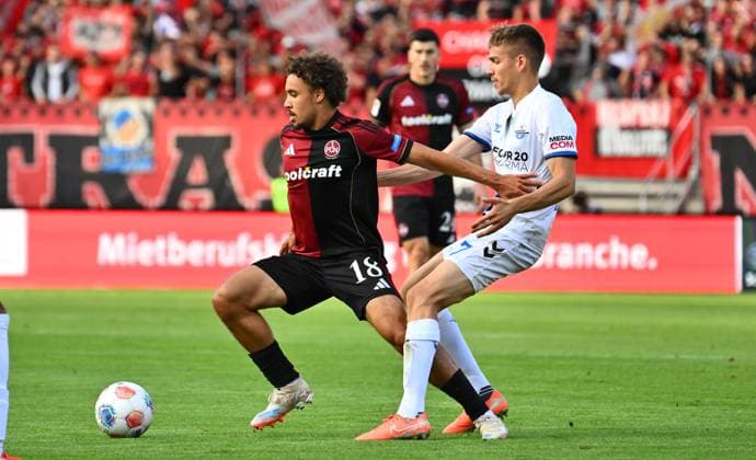 29 08 2025 Soccer Season 2025 2026 2 Soccer Bundesliga 04 Matchday 1 FC Nürnberg FCN Club SC Paderborn 07 SCP Sportfoto Zink xwoxzix DFL regulations prohibit any use of photographs as image sequences and or quasi video only for editorial use Rafael Lubach 18, 1 FC Nürnberg FCN Filip Bilbija 7, SC Paderborn 07