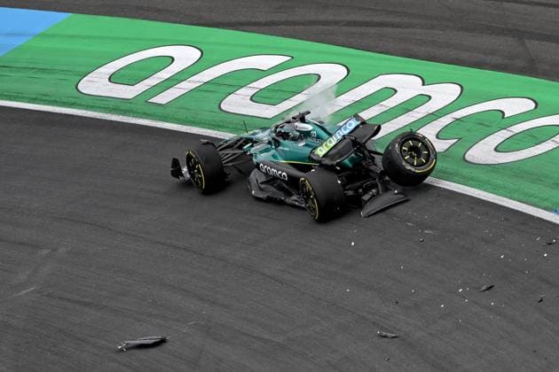 29 08 2025, xrarjax, Motorsport FIA Formula 1, 2025 Dutch Grand Prix v l Accident of Lance Stroll Aston Martin starting number 18 DFL DFB REGULATIONS PROHIBIT ANY USE OF PHOTOGRAPHS as IMAGE SEQUENCES and or QUASI VIDEO Zandvoort