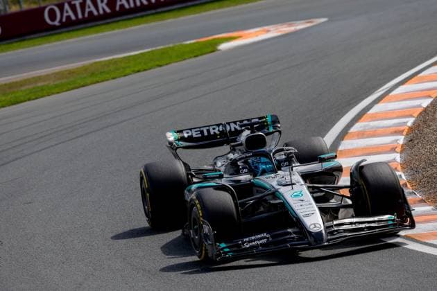 63 George Russell GBR, Mercedes AMG Petronas F1 Team , F1 Grand Prix of the Netherlands at Circuit Zandvoort on August 29, 2025 in Zandvoort, Netherlands Photo by HOCH ZWEI Zandvoort Netherlands