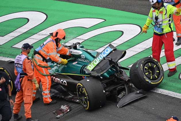 29 08 2025, xrarjax, Motorsport FIA Formula 1, 2025 Dutch Grand Prix v l Accident of Lance Stroll Aston Martin starting number 18 DFL DFB REGULATIONS PROHIBIT ANY USE OF PHOTOGRAPHS as IMAGE SEQUENCES and or QUASI VIDEO Zandvoort