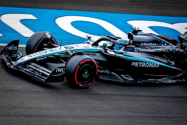 Formule 1 driver George Russell of Mercedes during the match Formula 1 Zandvoort friday 2025, free practice at the Formula 1 circuit Zandvoort for the Formula One Zandvoort friday 2025 season 2025 2026 in ZANDVOORT, Netherlands on 29 august 2025, photo by Marcel van Dorst EYE4images DeFodi Images