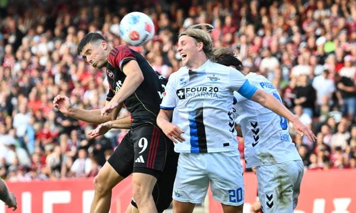29 08 2025 Soccer Season 2025 2026 2 Soccer Bundesliga 04 Matchday 1 FC Nürnberg FCN Club SC Paderborn 07 SCP Sportfoto Zink xwoxzix DFL regulations prohibit any use of photographs as image sequences and or quasi video only for editorial use Semir Telalovic 9, 1 FC Nürnberg FCN Felix Götze 20, SC Paderborn 07