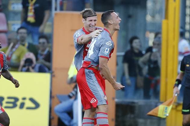 Cremonese Filippo Terracciano celebrates a goal 1-0 during the Serie A soccer match between Cremonese and Sassuolo at the Giovanni Zini in Cremona, north west Italy - Friday, August 27, 2025. - Soccer .  Copyright: xAlbertoxMariani LaPressex