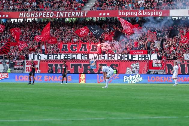 Protests by Nuremberg fans against facial recognition, 1 FC Nuremberg vs SC Paderborn 07, DFL, 2 Bundesliga, Season 2025 2026, Max Morlock Stadion, 4 Matchday, Hinrunde, 29 08 2025 DFB regulations prohibit any use of photographs as image sequences and or quasi video Nuernberg Bayern Germany Copyright: xkolbert-press MartinxAgüerax