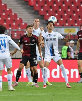 29 08 2025 Soccer Season 2025 2026 2 Soccer Bundesliga 04 Matchday 1 FC Nürnberg FCN Club SC Paderborn 07 SCP Sportfoto Zink DaMa xdaxmax DFL regulations prohibit any use of photographs as image sequences and or quasi video only for editorial use Finn Ole Becker 25, 1 FC Nürnberg FCN Santiago Castaneda 5, SC Paderborn 07