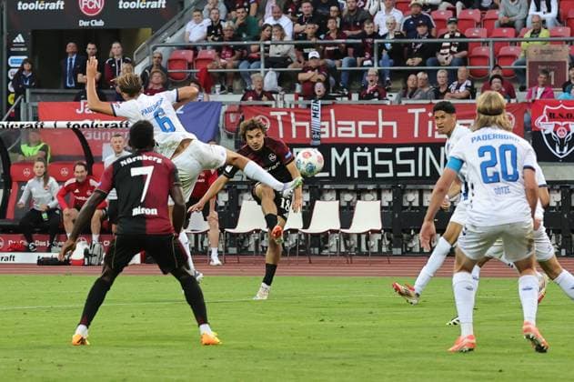 29 08 2025 Soccer Season 2025 2026 2 Soccer Bundesliga 04 Matchday 1 FC Nürnberg FCN Club SC Paderborn 07 SCP Sportfoto Zink DaMa xdaxmax DFL regulations prohibit any use of photographs as image sequences and or quasi video only for editorial use Rafael Lubach 18, 1 FC Nürnberg FCN with goal shot