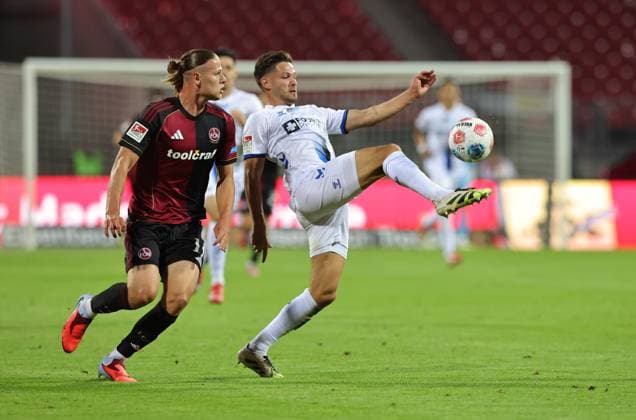 29 08 2025 Soccer Season 2025 2026 2 Soccer Bundesliga 04 Matchday 1 FC Nürnberg FCN Club SC Paderborn 07 SCP Sportfoto Zink DaMa xdaxmax DFL regulations prohibit any use of photographs as image sequences and or quasi video only for editorial use Artem Stepanov 11, 1 FC Nürnberg FCN Marcel Hoffmeier 33, SC Paderborn