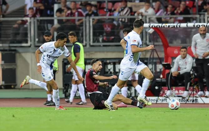 29 08 2025 Soccer Season 2025 2026 2 Soccer Bundesliga 04 Matchday 1 FC Nürnberg FCN Club SC Paderborn 07 SCP Sportfoto Zink DaMa xdaxmax DFL regulations prohibit any use of photographs as image sequences and or quasi video only for editorial use Santiago Castaneda 5, SC Paderborn 07 Berkay Yilmaz 21, 1 FC Nürnberg FCN Marcel Hoffmeier 33, SC Paderborn