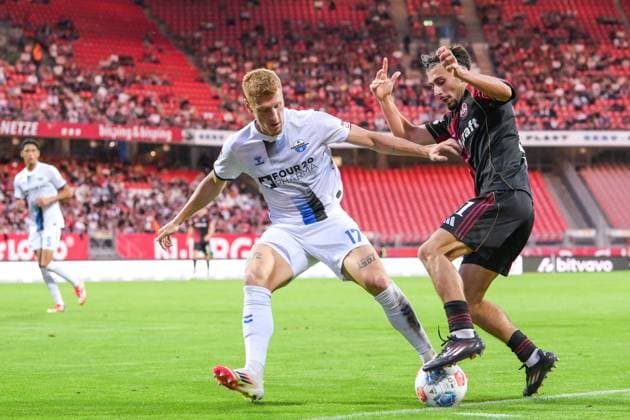 Soccer, 2 Bundesliga, 20250829, 1 FC Nürnberg SC Paderborn In the picture from l Laurin CURDA Paderborn, 17 , Berkay YILMAZ Nürnberg, 21 duel ball Nürnberg Max Morlock Stadion Bayern Germany Copyright: Passion2Press MarkusxFischerx