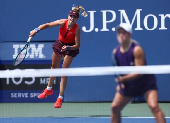 2025 US Open Tennis Championships, Day six, Billy Jean-King Tennis Centre, Flushing Meadows, New York, USA, 29 08 2025 Sonay Kartal (GBR) and Katie Boulter (GBR) during their Round one doubles match against Sabrina Santamaria (USA) and Qianhui Tang (CHN) in the 2025 US Open at Flushing Meadows New York Billy Jean King Tennis Centre, Flushing Meadows New York USA Copyright: xMarkxGreenwoodx