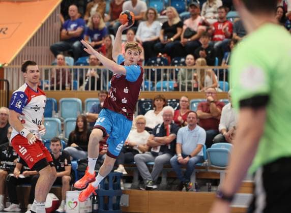 GER HBL2 Season 2025 2026 VfL Potsdam vs HBW Balingen Weilstetten, 29 08 25, MBS Arena, Potsdam Dustin KRAUS 1 VfL Potsdam 47