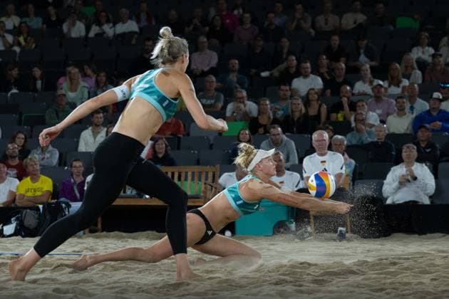Beach Pro Tour Elite 16 Hamburg, 29 08 2025 Linda Bock Player No 1, GER , Louisa Lippmann Player No 2 Beach Pro Tour Elite 16 Hamburg on 29 08 2025 Copyright: xBEAUTIFULxSPORTS PeterxWeberx