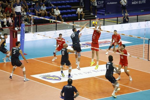 Roberto Russo of Italy seen in action during the FIPAV CUP MEN ELITE 2025, volleyball match between the national team, Nationalteam of Italy and the national team of Turkey, on 29 August 2025, Pala Vela, Turin, Italy. Photo Nderim Kaceli  Copyright: xNderimxKaceli IPAxSportx xipa-agency.netx xx IPA_63592492 IPA_Agency_IPA63592492
