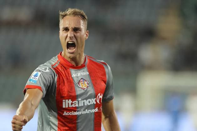 MANUEL DE LUCA, Cremonese, Serie A, 2025-26, Cremonese vs Sassuolo 3-2, 29-08-2025, Esultanza, Celebration, Jubel SERIE A 2025-26 CREMONESE-SASSUOLO 3-2
