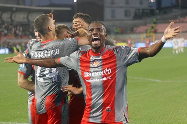 DAVID OKEREKE, Cremonese, Serie A, 2025-26, Cremonese vs Sassuolo 3-2, 29-08-2025, Esultanza, Celebration, Jubel SERIE A 2025-26 CREMONESE-SASSUOLO 3-2