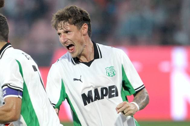 ANDREA PINAMONTI, Sassuolo, Serie A, 2025-26, Cremonese vs Sassuolo 3-2, 29-08-2025, Esultanza, Celebration, Jubel SERIE A 2025-26 CREMONESE-SASSUOLO 3-2