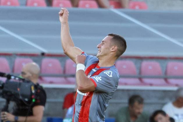 FILIPPO TERRACCIANO, Cremonese, Serie A, 2025-26, Cremonese vs Sassuolo 3-2, 29-08-2025, Esultanza, Celebration, Jubel SERIE A 2025-26 CREMONESE-SASSUOLO 3-2