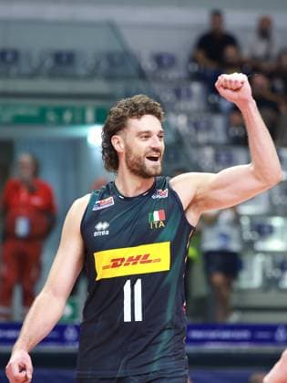 Kamil Rychlicki (Italy) celebrates during 2025 FIPAV Cup Men - Italy vs Turkiye, International volleyball match in Turin, Italy, August 29 2025  Copyright: xClaudioxBenedetto IPAxSportx xipa-agency.netx xx IPA_63593748 IPA_Agency_IPA63593748