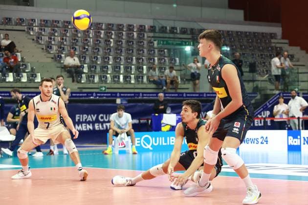 VOLLEY - Internazionali - 2025 FIPAV Cup Men - Italy vs Turkiye Francesco Sani (Italy) control the ball during 2025 FPhoto by IPA ABACAPRESS.COMV Cup Men - Italy vs Turkiye, International volleyball match in Turin, Italy, August 29 2025 Turin Italy  Copyright: xIPAxSport ABACAx