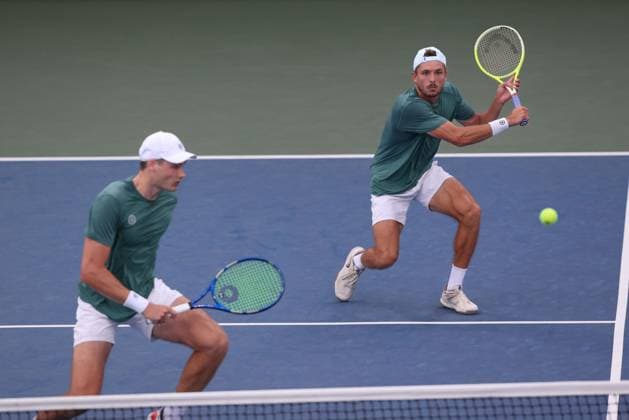 Jakob Schnaitter upside down cap , Mark Wallner, Men s Doubles, Men s Doubles, US Open Championships 2023, USTA Billie Jean King National Tennis Center, Flushing Meadows, New York, USA Copyright: xJuergenxHasenkopfx