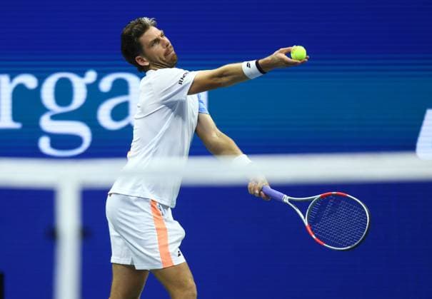 2025 US Open Tennis Championships, Day six, Billy Jean-King Tennis Centre, Flushing Meadows, New York, USA, 30 08 2025 Cameron Norrie (GBR) in action during his third round match against Novak Djokovic (SRB) in the 2025 US Open at Flushing Meadows New York Billy Jean King Tennis Centre, Flushing Meadows New York USA Copyright: xMarkxGreenwoodx