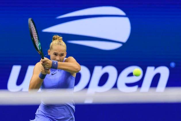 August 29, 2025, Flushing Meadows, New York, USA: Erika Andreeva hits a double backhand return during a match against Erika Andreeva on Day 6 of the 2025 US Open at USTA Billie Jean King National Tennis Center on Friday August 29, 2025 in the Flushing neighborhood of the Queens borough of New York City. JAVIER ROJAS PI Flushing Meadows USA - ZUMAp124 20250829_zaa_p124_082 Copyright: xJavierxRojasx