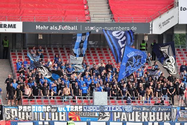 29 08 2025 Soccer Season 2025 2026 2 Soccer Bundesliga 04 Matchday 1 FC Nürnberg FCN Club SC Paderborn 07 SCP Sportfoto Zink DaMa xdaxmax DFL regulations prohibit any use of photographs as image sequences and or quasi video only for editorial use spectators audience fans of SC Paderborn in the guest block