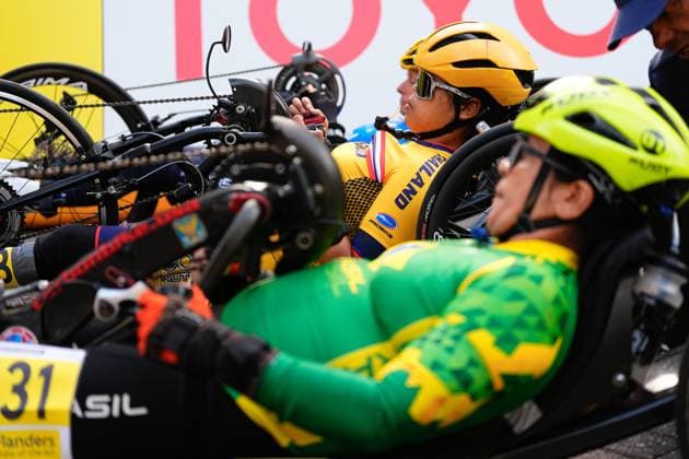 2025 UCI Para-cycling Road World Championships Picture by Olly Hassell SWpix.com - 30 08 2025 - Cycling - 2025 UCI Para-cycling Road World Championships - Ronse, Flanders, Belgium - Women H1-2 Road Race - Patcharapha Seesen (Thailand) Copyright: x xSWpix.comx(t axPhotographyxHubxLtd)xOllyxHassell SWpix.comx SWP-3069-0902