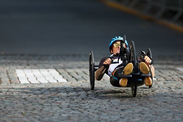 2025 UCI Para-cycling Road World Championships Picture by John Clifton SWpix.com - 30 08 2025 - Cycling - 2025 UCI Para-cycling Road World Championships - Ronse, Flanders, Belgium - Men H1-2 Road Race - Manuel Scheichl (Germany) Copyright: x xSWpix.comx(t axPhotographyxHubxLtd)xJohnxClifton SWpix.comx SWP-3069-0924