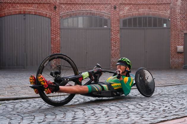 2025 UCI Para-cycling Road World Championships Picture by Olly Hassell SWpix.com - 30 08 2025 - Cycling - 2025 UCI Para-cycling Road World Championships - Ronse, Flanders, Belgium - Men H1-2 Road Race - Nicolas Pieter Du Preez (South Africa) Copyright: x xSWpix.comx(t axPhotographyxHubxLtd)xOllyxHassell SWpix.comx SWP-3069-0929