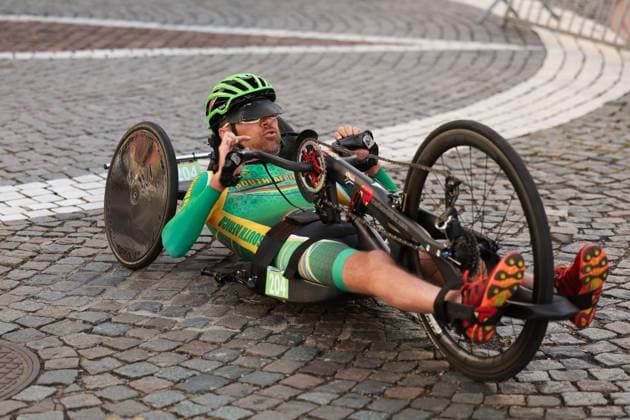 2025 UCI Para-cycling Road World Championships Picture by John Clifton SWpix.com - 30 08 2025 - Cycling - 2025 UCI Para-cycling Road World Championships - Ronse, Flanders, Belgium - Men H1-2 Road Race - Nicolas Pieter Du Preez (South Africa) Copyright: x xSWpix.comx(t axPhotographyxHubxLtd)xJohnxClifton SWpix.comx SWP-3069-0942