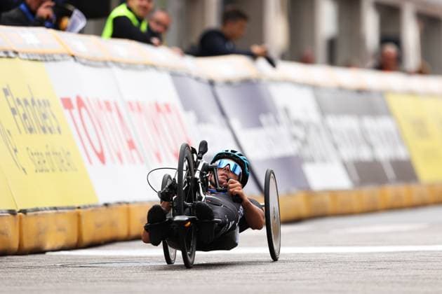 2025 UCI Para-cycling Road World Championships Picture by John Clifton SWpix.com - 30 08 2025 - Cycling - 2025 UCI Para-cycling Road World Championships - Ronse, Flanders, Belgium - Men H2 Road Race - Rory Mead (New Zealand) Copyright: x xSWpix.comx(t axPhotographyxHubxLtd)xJohnxClifton SWpix.comx SWP-3069-0967