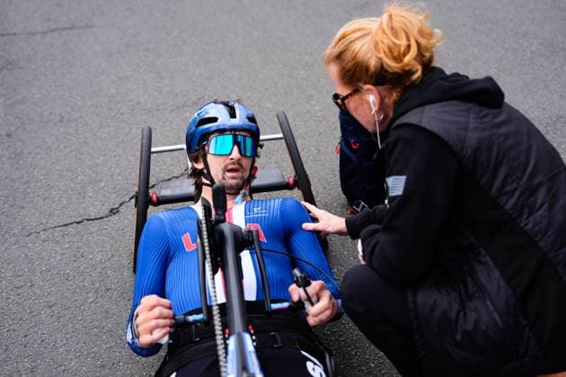 2025 UCI Para-cycling Road World Championships Picture by Olly Hassell SWpix.com - 30 08 2025 - Cycling - 2025 UCI Para-cycling Road World Championships - Ronse, Flanders, Belgium - Men H2 Road Race - Cody Wills (USA) Copyright: x xSWpix.comx(t axPhotographyxHubxLtd)xOllyxHassell SWpix.comx SWP-3069-0972