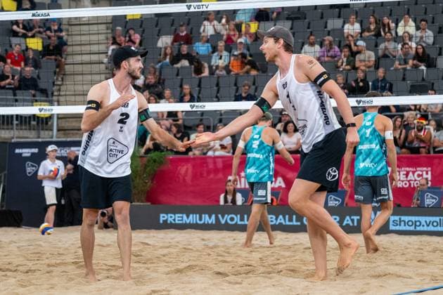 Beach Pro Tour Elite 16 Hamburg, 30 08 2025 Nils Ehlers Player No 1, GER , Clemens Wickler Player No 2 Beach Pro Tour Elite 16 Hamburg on 30 08 2025 Copyright: xBEAUTIFULxSPORTS PeterxWeberx