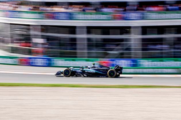 Andrea Kimi Antonelli of Italy and Mercedes AMG Petronas F1 Team during the Free Practice of the Formula 1 Heineken Dutch Grand Prix 2025 on Day 2 at Circuit Zandvoort on August 30, 2025 in Zandvoort, Netherlands Photo by Marcel ter Bals DeFodi Images