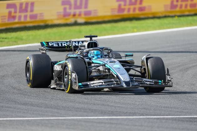 2025-08-30 F1 - Heineken Dutch GP - Third Practice Session ZANDVOORT, NETHERLANDS - AUGUST 30: George Russel of Mercedes competing in the Third Practice Session during F1 - Heineken Dutch GP on August 30, 2025 in Zandvoort, Netherlands. Zandvoort Netherlands Content not available for redistribution in The Netherlands directly or indirectly through any third parties. Copyright: xAndrexWeeningx