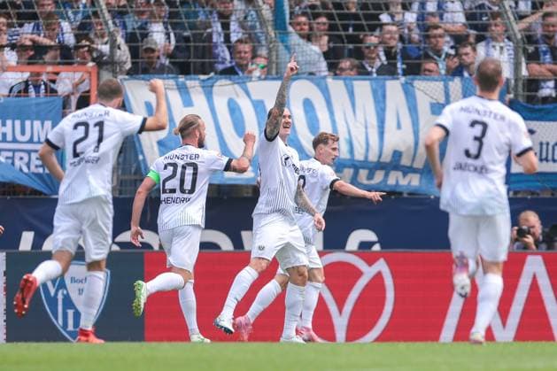 30 08 2025, 2 Bundesliga, Matchday 4, VfL Bochum 1848 Preußen Münster, Joshua Mees Preußen Münster celebrates the goal to 0 1, Bochum Vonovia Ruhrstadion NRW Germany xRHR PHOTO DEx Copyright: DennisxEwert RHR-FOTOx RHR-FOTO DE