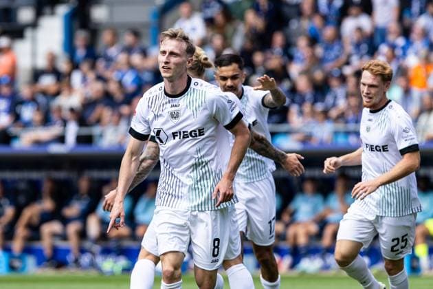 2 Soccer Bundesliga VfL Bochum SC Preußen Münster 30 08 2025 SC Preußen Münster celebrate the goal, 1 by Joshua Mees SC Preußen Münster, 8 2 Soccer Bundesliga VfL Bochum SC Preußen Münster Vonovia Ruhrstadion, Bochum 30 08 2025 DFL regulations prohibit any use of photographs as image sequences and or quasi video Copyright: xBEAUTIFULxSPORTS Buriakovx