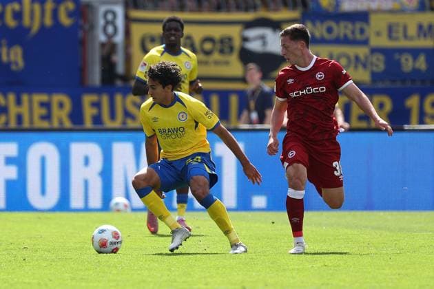 Braunschweig vs Bielefeld, 2 BL Braunschweig, 30 08 2025, FOOTBALL Eintracht Braunschweig vs Arminia Bielefeld, 2 BL, Season 2025 26 Johan Gomez Eintracht Braunschweig , a38 Braunschweig