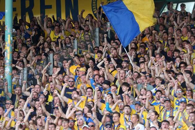Braunschweig vs Bielefeld, 2 BL Braunschweig, 30 08 2025, FOOTBALL Eintracht Braunschweig vs Arminia Bielefeld, 2 BL, Season 2025 26 Eintracht Braunschweig Fankurve Braunschweig