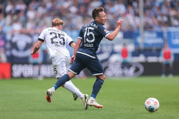 30 08 2025, 2 Bundesliga, Matchday 4, VfL Bochum 1848 Preußen Münster, f l Luca Bolay Preußen Münster , Felix Passlack VfL Bochum 1848 , Bochum Vonovia Ruhrstadion NRW Germany xRHR PHOTO DEx Copyright: DennisxEwert RHR-FOTOx RHR-FOTO DE