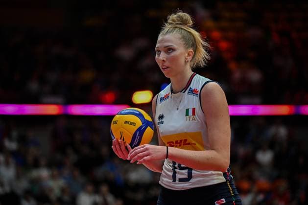 Italy v Germany - FIVB Women’s World Volleyball Championship BANGKOK, THAILAND - AUGUST 30: Sarah Luisa Fahr (19) of Italy during FIVB Women’s World Volleyball Championship match between Italy and Germany at Huamark Indoor Stadium in Bangkok, Thailand on August 30, 2025. Mustafa Hatipoglu Anadolu Banghok Thailand. Editorial use only. Please get in touch for any other usage.  Copyright: x2025xAnadoluxMustafaxHatipoglux