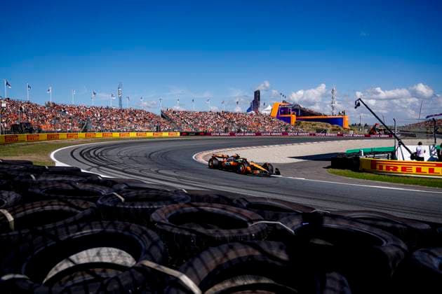 Lando Norris of the United Kingdom and McLaren F1 Team competing in the Qualification of the Formula 1 Heineken Dutch Grand Prix 2025 on Day 2 at Circuit Zandvoort on August 30, 2025 in Zandvoort, Netherlands Photo by Marcel ter Bals DeFodi Images