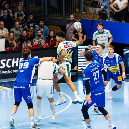 30 08 2025, GER, Handball, Men, Season 25 26, Daikin 1 Bl, 1 Matchday ThSV Eisenach SC DHfK Leipzig Ahmed Moustafa Kjairi Nasralla SC DHfK Leipzig 99817 Eisenach Werner Assmann Halle Am Sportp Thueringen Germany